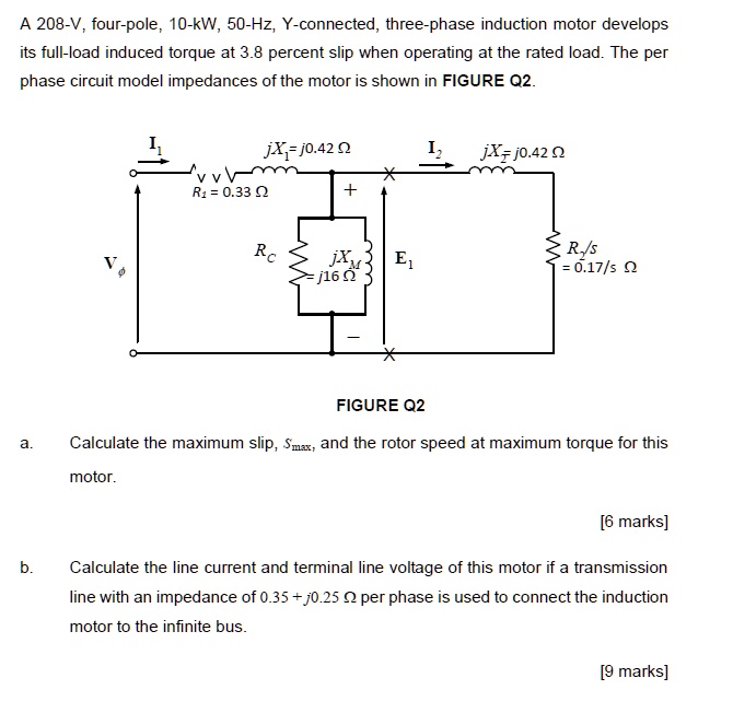 SOLVED: A 208-V, four-pole 10-kW, 50-Hz, Y-connected three-phase ...