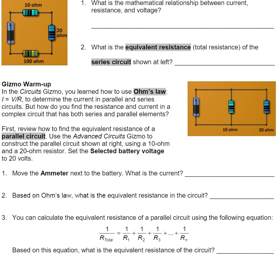 SOLVED 10 ohm What is the mathematical relationship between current
