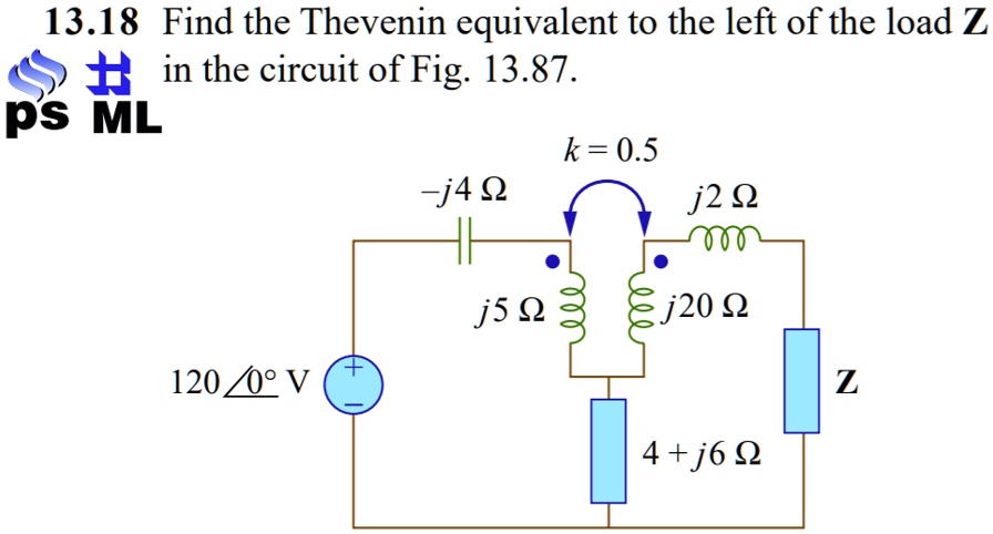SOLVED: 13.18 Find the Thevenin equivalent to the left of the load Z in ...