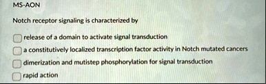 ms aon notch receptor signaling is characterized by release of a domain to activate signal transduction a constitutively localized transcription factor activity in notch mutated cancers dime 29412