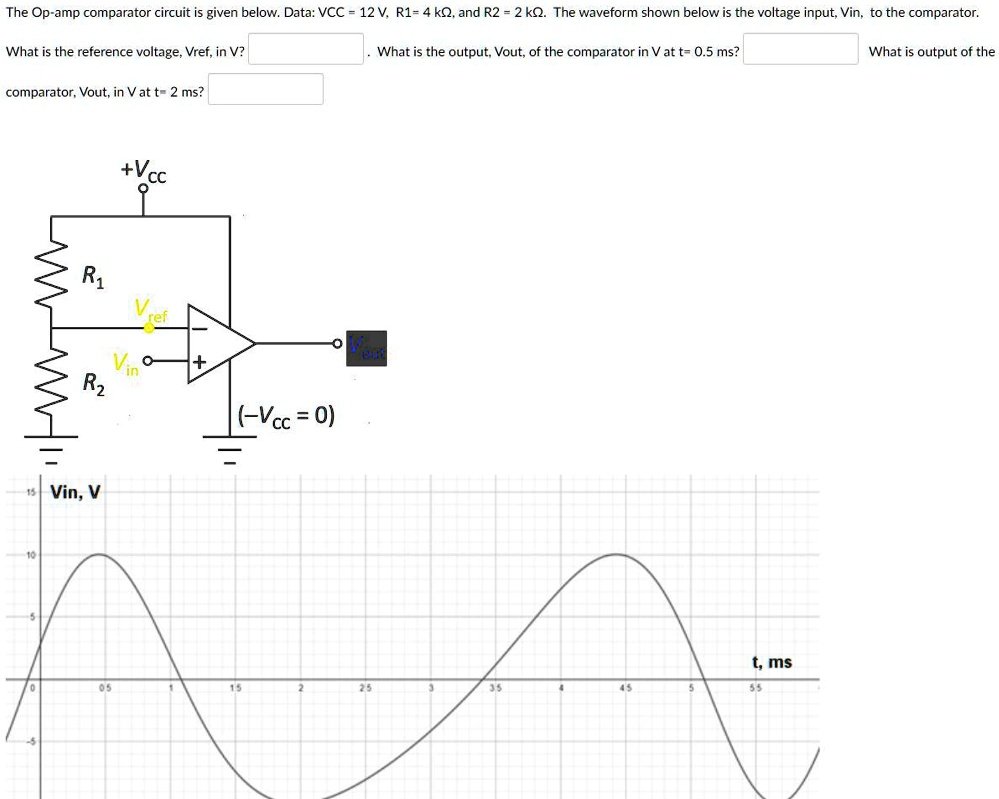 SOLVED The Opamp comparator circuit is given below Data VCC = 12 V