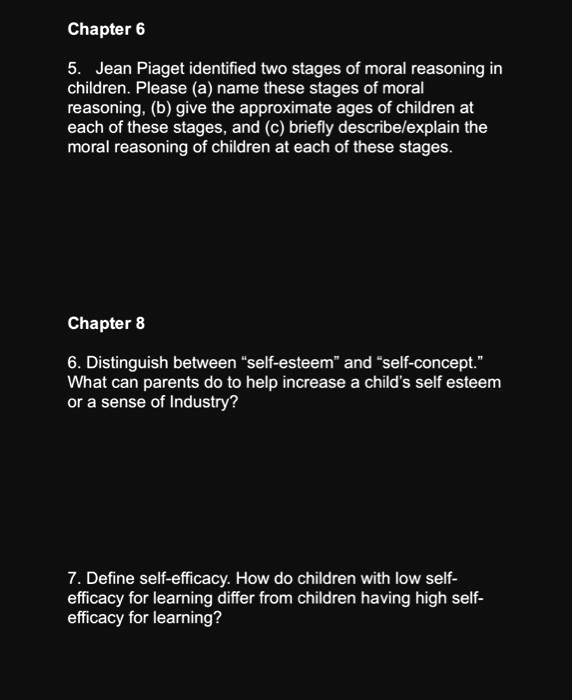 SOLVED Texts Chapter 6 5. Jean Piaget identified two stages of