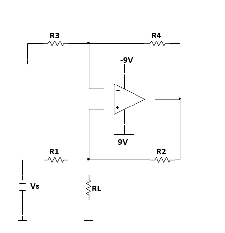 R3 R4 -9V + 9V R1 Vs RL R2