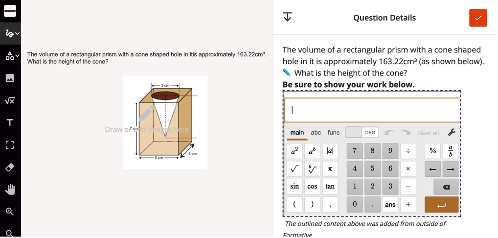 SOLVED: The volume of a rectangular prism with a cone-shaped hole