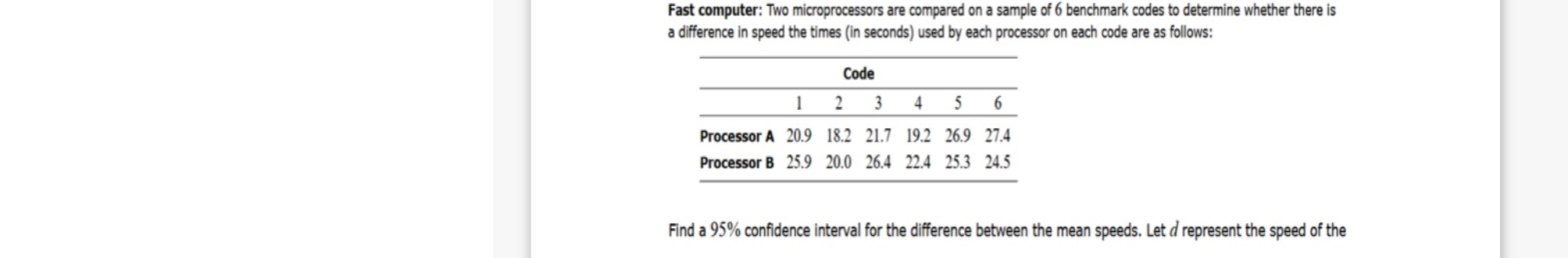 SOLVED: Fast computer: Two microprocessors are compared on a sample of ...