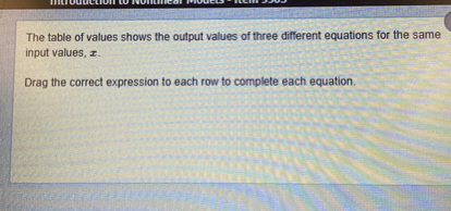 SOLVED: The table of values shows the output values of three different ...