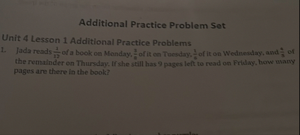 Additional Practice Problem Set Unit 4 Lesson 1 Additional Practice ...