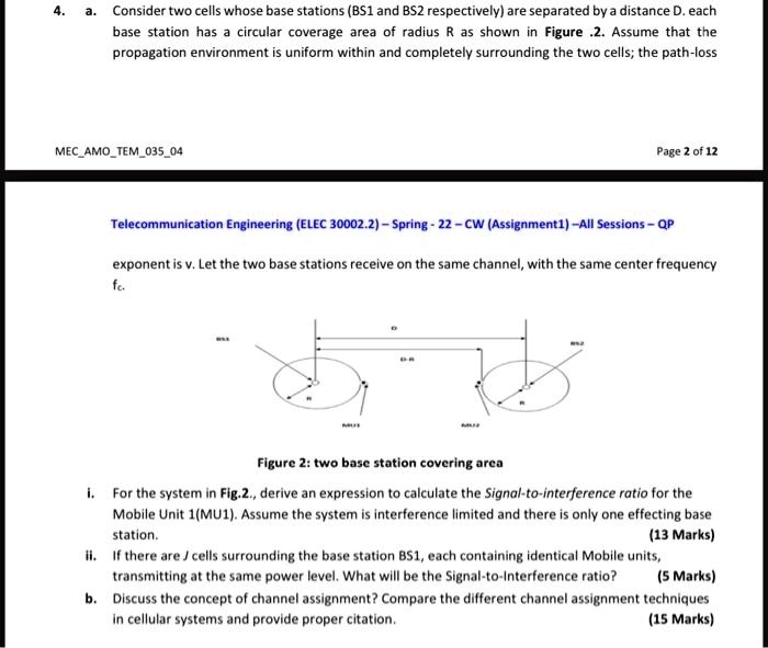 SOLVED: Consider Two Cells Whose Base Stations (BSI And BSZ ...