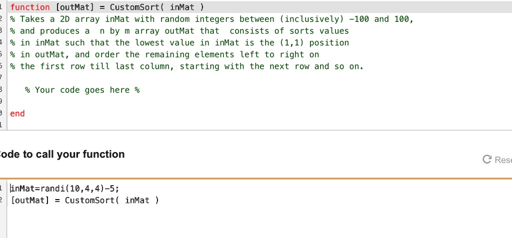 function [outMat] = CustomSort(inMat ) 2% Takes a 2D array inMat with ...
