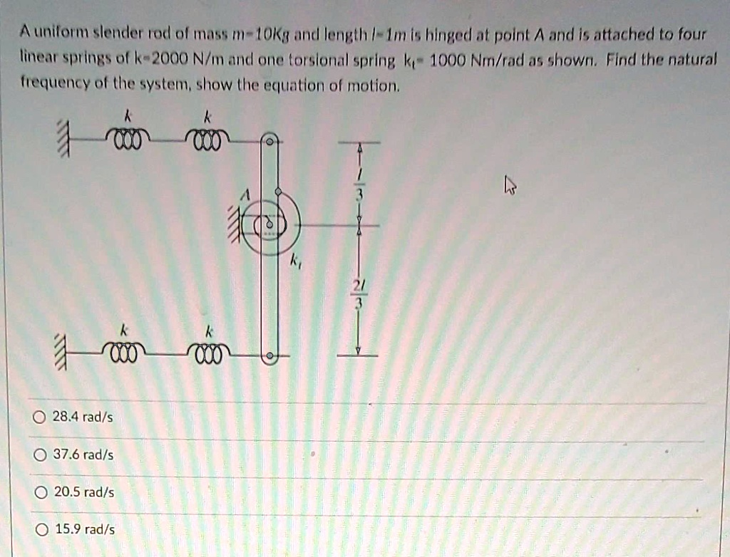 SOLVED: A uniform slender rod of mass m = 10 kg and length L = 1 m is ...