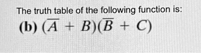 the truth table of the following function is babbc 22865