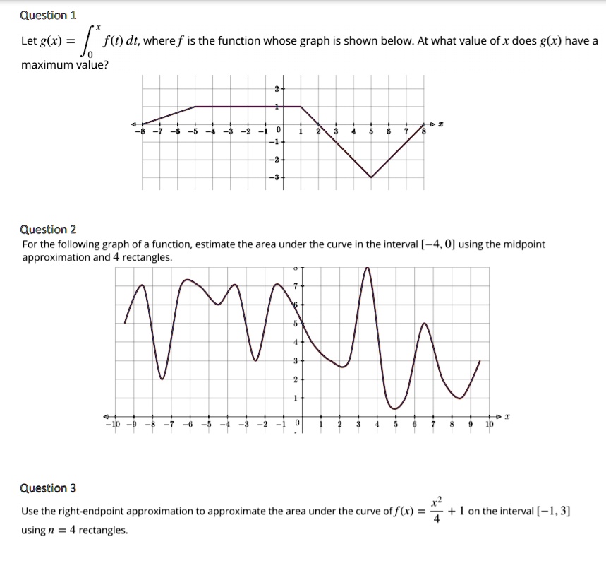 SOLVED: Question 1 Let g(x) = f(t) dt, where is the function whose ...