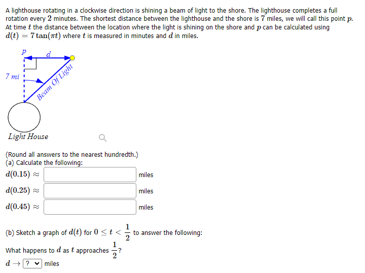 A lighthouse rotating in a clockwise direction is shining a beam of ...