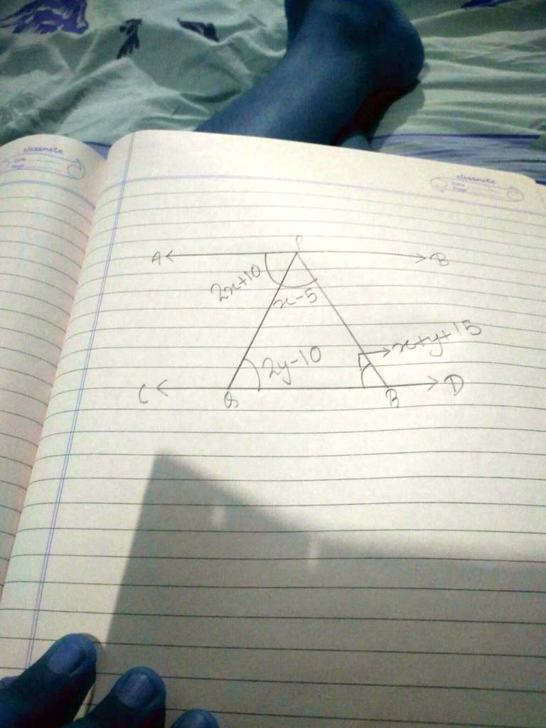 SOLVED In The Adjoining Figure AB And CD Are Parallel Find Value Of X And Y