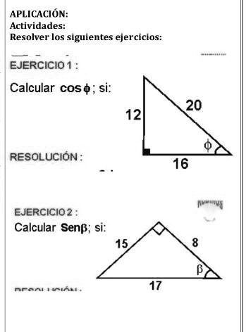 SOLVED: Razones trigonometricas calcula vos ø;si: APLICACIÓN ...