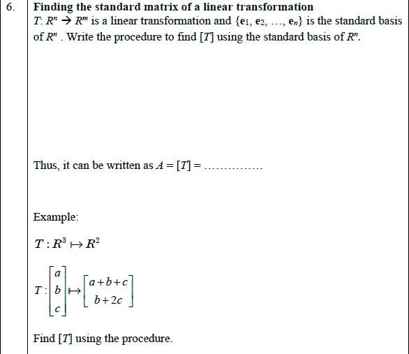 SOLVED Finding the standard matrix of a linear transformation I R^m > R^n is a linear