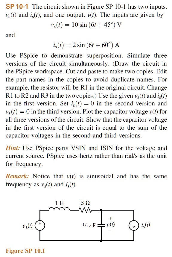 SOLVED: Please use simulink instead of PSpice to solve it. SP 10-1 The ...