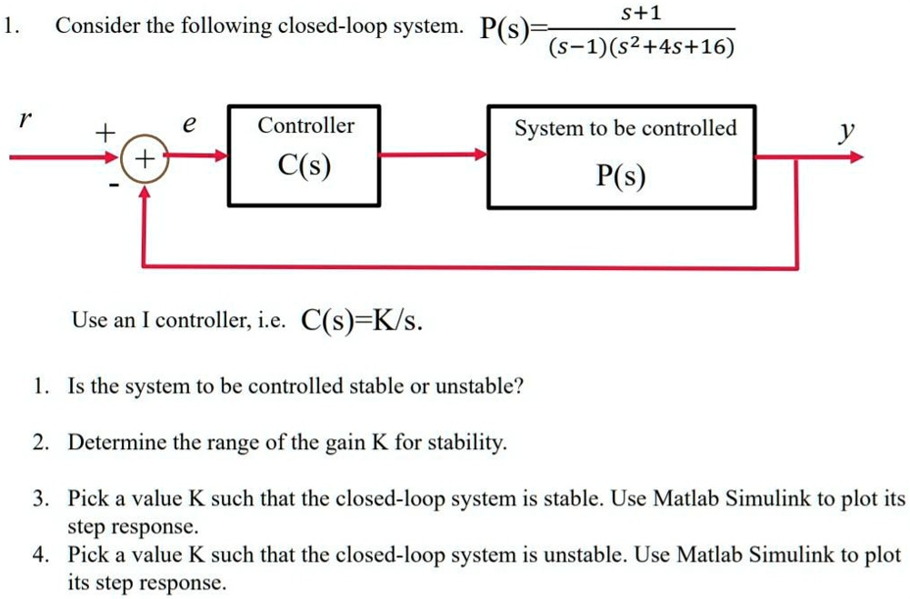 SOLVED: Please use Matlab Simulink to plot the step response of the ...