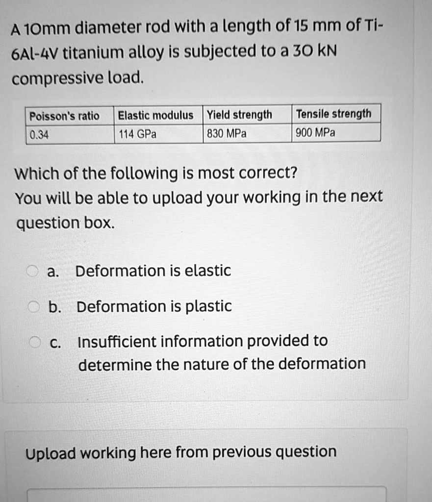 SOLVED A 1omm diameter rod with a length of 15 mm of Ti 6Al4V