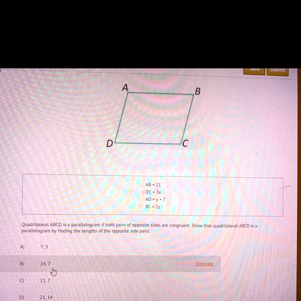 Solved: Quadrilateral ABCD is a parallelogram. 1. Name two pairs of  congruent sides. 2. Name two p [geometry]