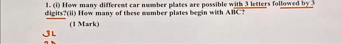1 i how many different car number plates are possible with 3 letters ...