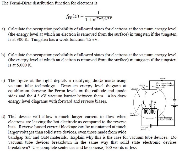 SOLVED The FermiDirac distribution function for electrons 1S feo (E