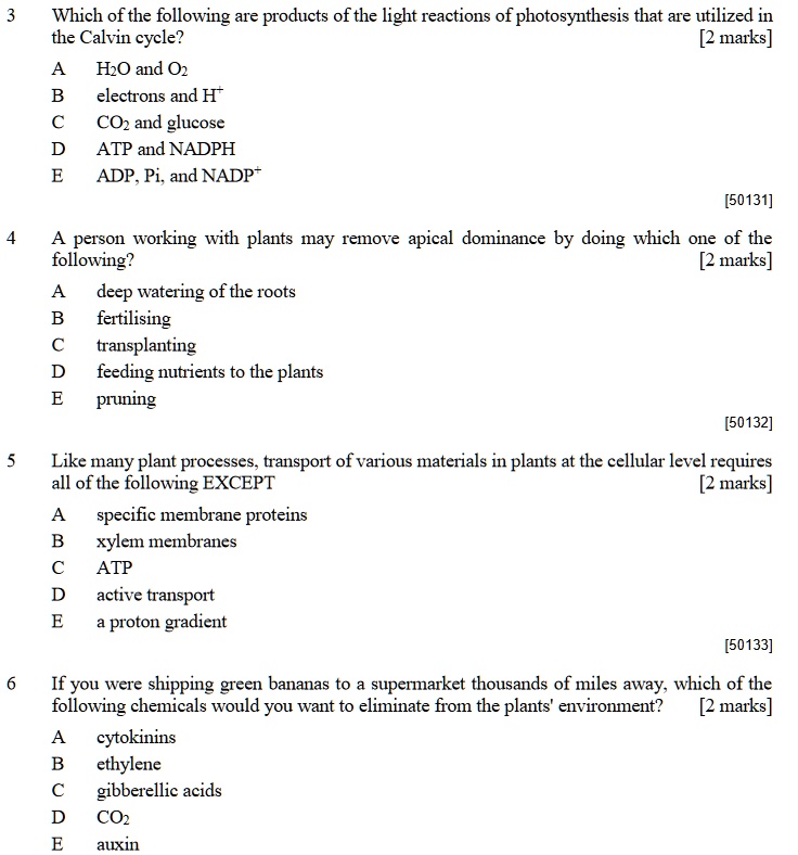 SOLVED: Which ofthe following are products ofthe light reactions of ...