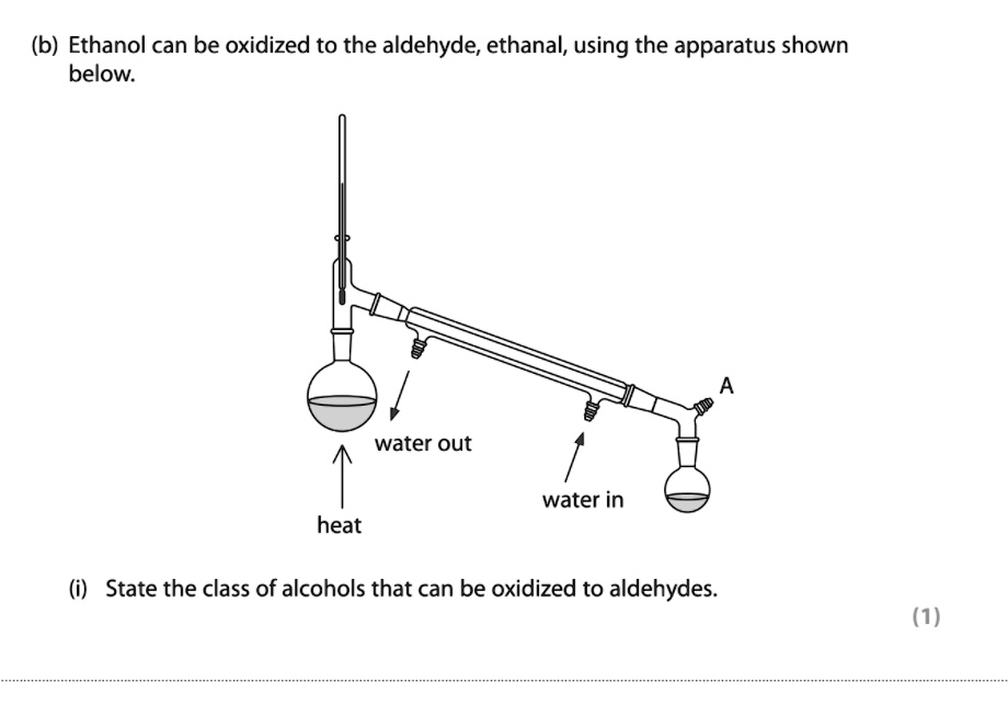 SOLVED: (b) Ethanol can be oxidized to the aldehyde; ethanal, using the ...