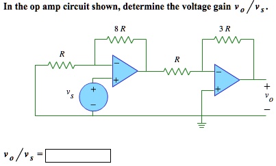 SOLVED: In the op amp circuit shown, determine the voltage gain v0 / vs ...