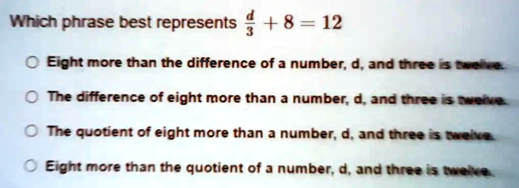 eight more than the quotient of 3 and a number