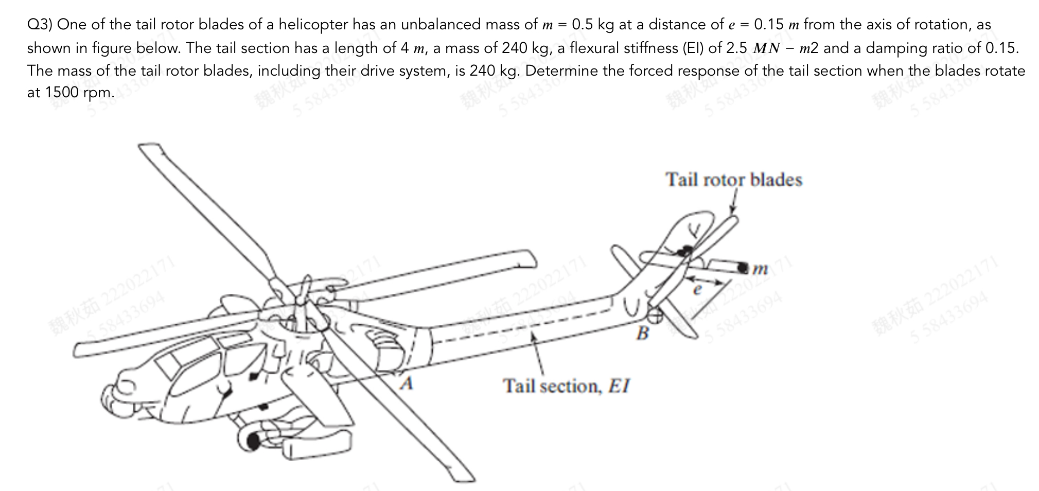 Tail Rotor Blade Rotation Texture Q3) One of the tail rotor blades of a helicopter has an unbalanced mass ...