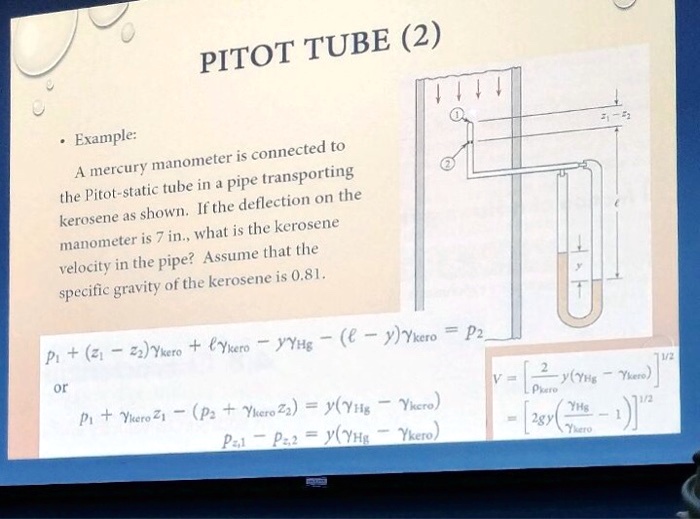 SOLVED A mercury manometer is connected to the Pitotstatic tube in a