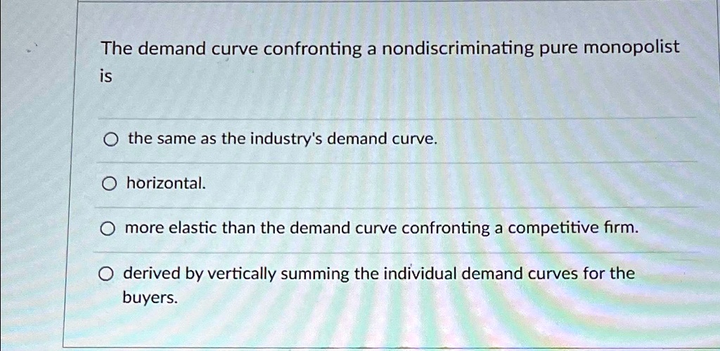 A Nondiscriminating Pure Monopolist Is Generally Viewed As