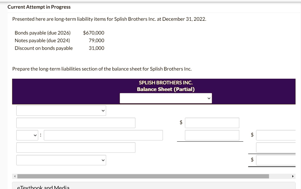 Presented here are longterm liability items for Splish Brothers Inc