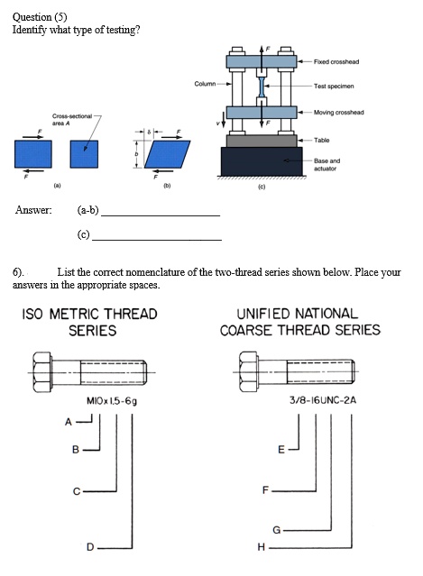 Question (5) Identify what type of testing? Cross-sectional- area A ...