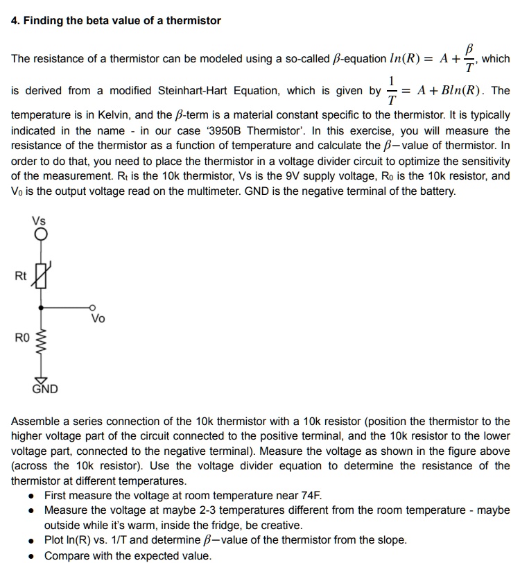SOLVED Finding the beta value of a thermistor The resistance of a