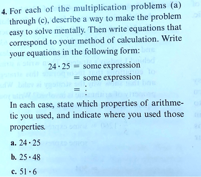 SOLVED: For each of the multiplication problems (a) through (c ...