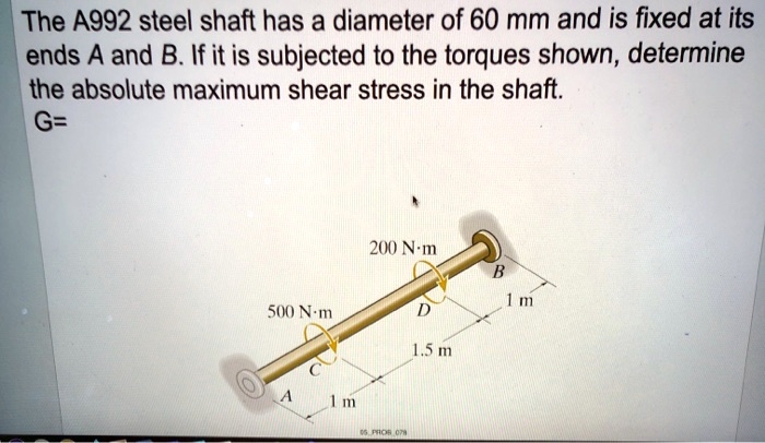 SOLVED: The A992 steel shaft has a diameter of 60 mm and is fixed at ...