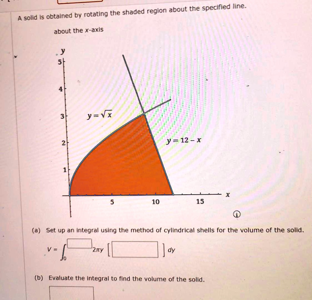 A solid is obtained by rotating the shaded region about the specified ...