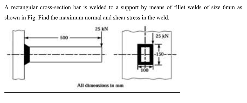 SOLVED: A rectangular cross-section bar is welded to a support by means ...