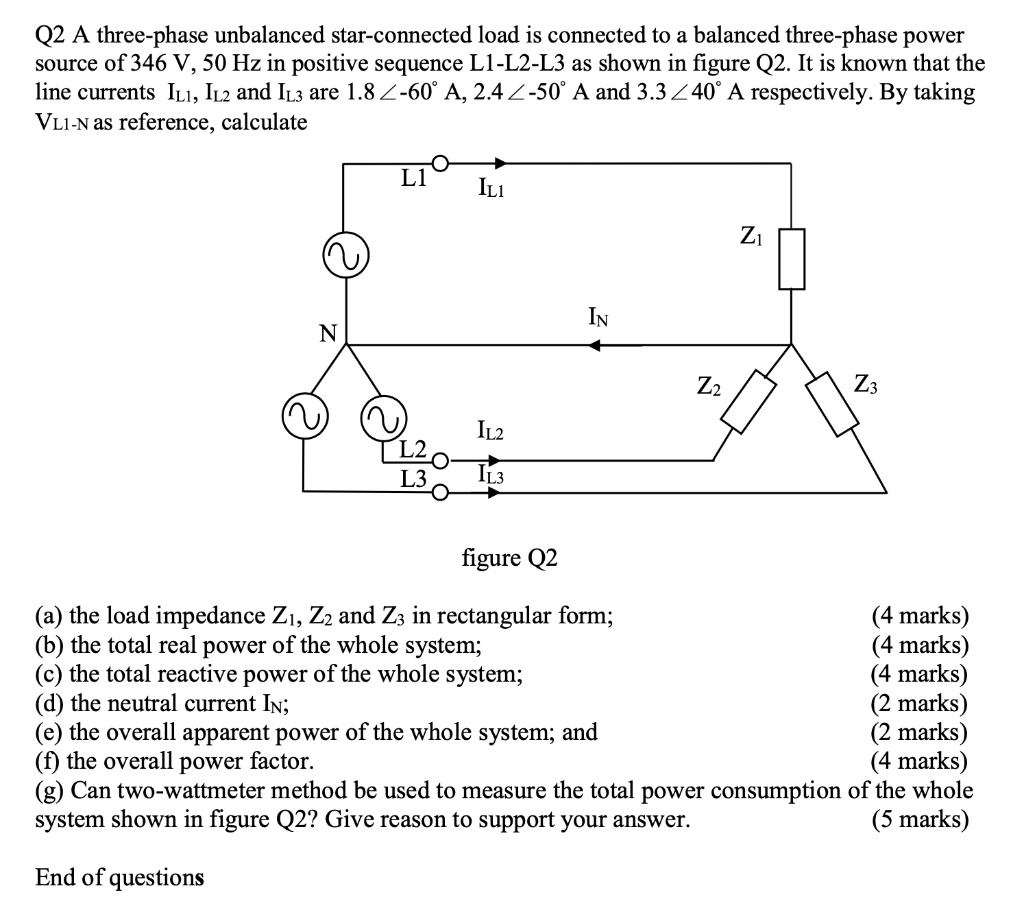 SOLVED: Q2: A three-phase unbalanced star-connected load is connected ...