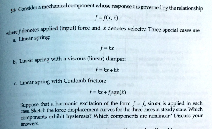 Linear Spring Physics ffxx a linear spring fkx fkxbx c linear spring with coulomb friction ...