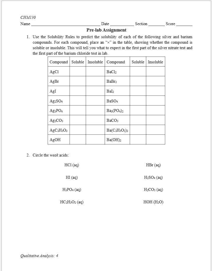 SOLVED:CHM1SO Name Date Section Score Pre-lab Assignment Use the ...