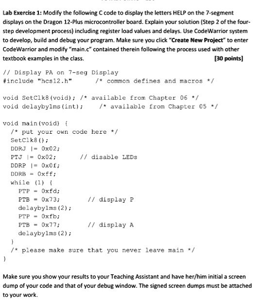 SOLVED: Lab Exercise 1:Modify the following C code to display the ...