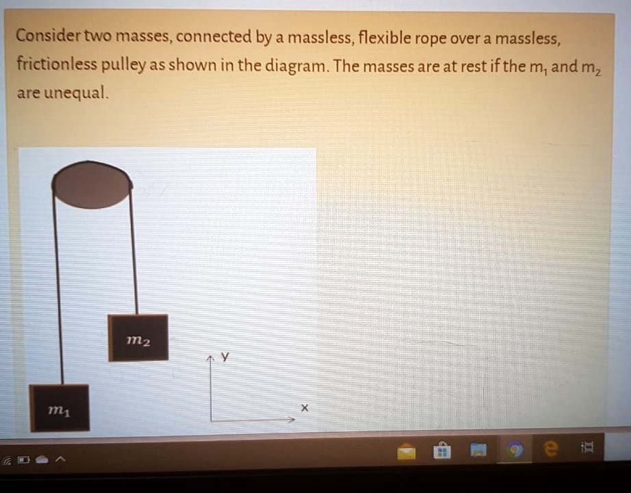 consider two masses connected by a massless flexible rope over a ...