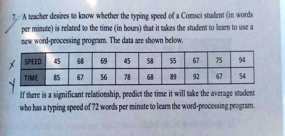 A Teacher Desires To Know Whether The Typing Speed Of A Comsci Student ...