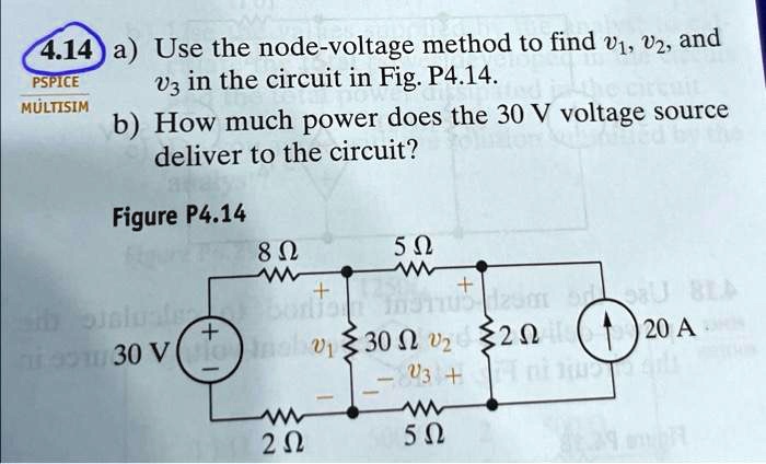 4.14 a) Use the node-voltage method to find v1, v2, and v3 in the ...