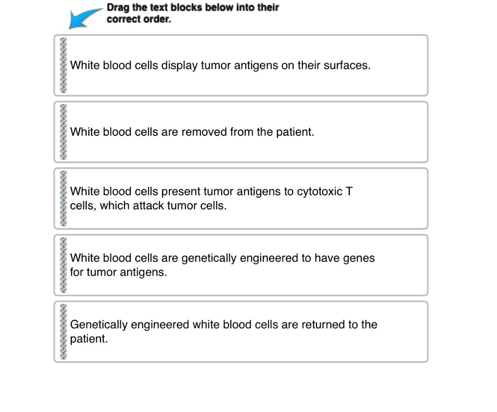 SOLVED Drag the text blocks below into their correct order White