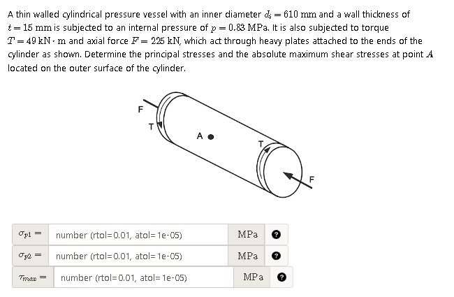 a thin walled cylindrical pressure vessel with an inner diameter d 610 ...