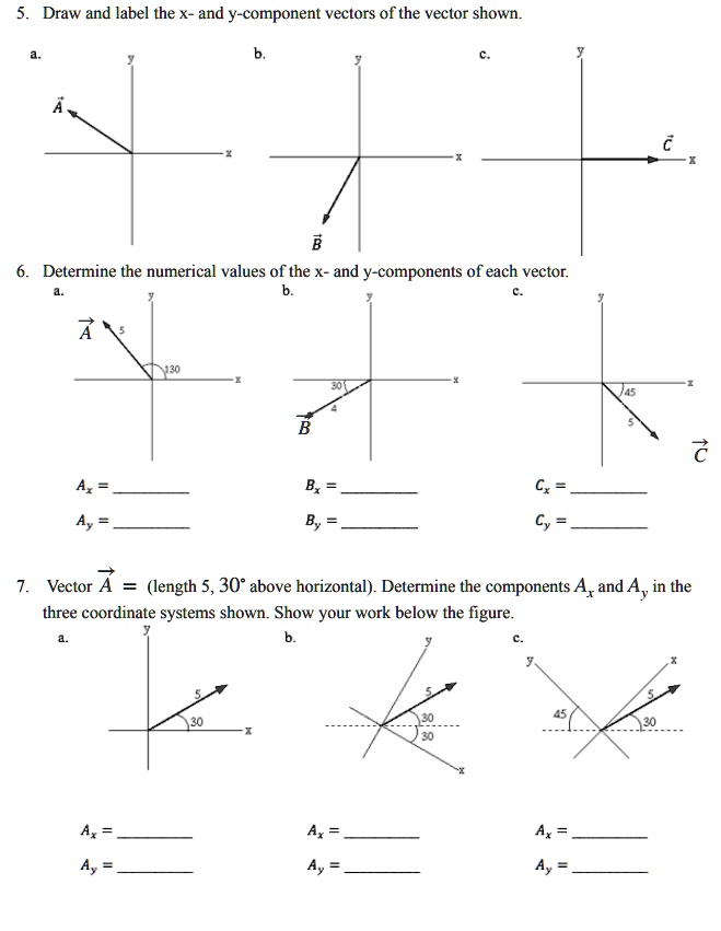 SOLVED: Draw and label the x- and y-component vectors of the vector ...